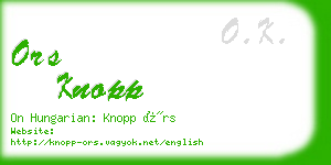 ors knopp business card